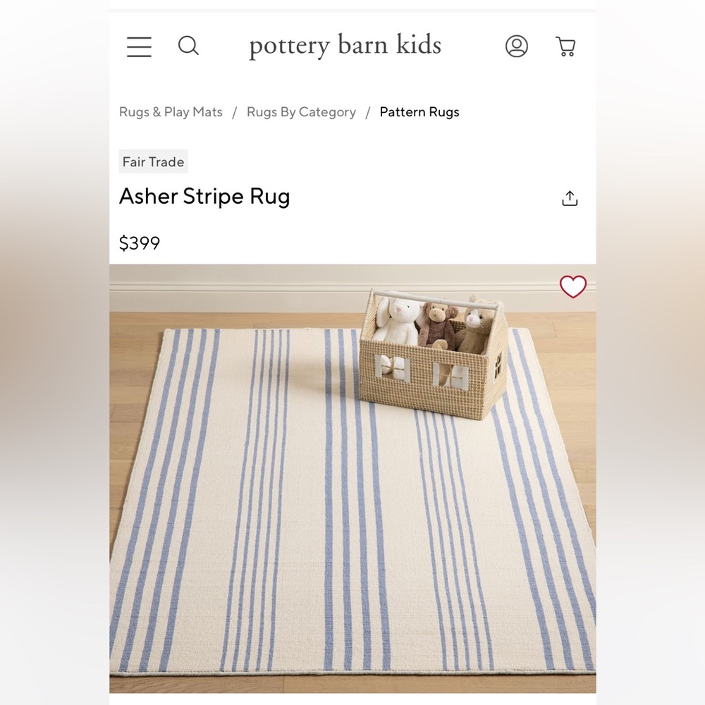 Pottery Barn Kids Blue and Cream Stripe Rug